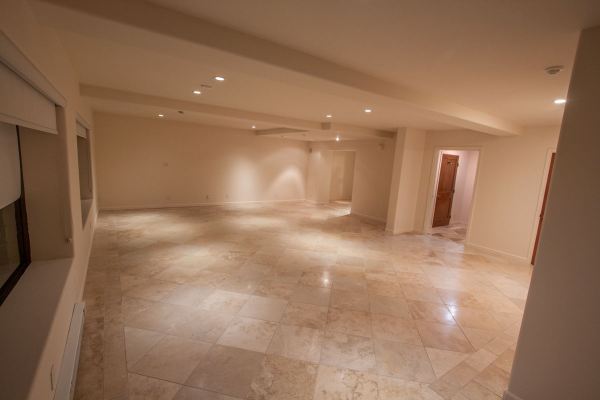 Main room from front door—bright natural + track lighting.